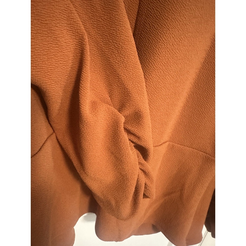 Lock N Love Women's Rust Blazer Jacket Ruched Sleeves Open Front Long Sleeve XXL - Picture 5 of 9